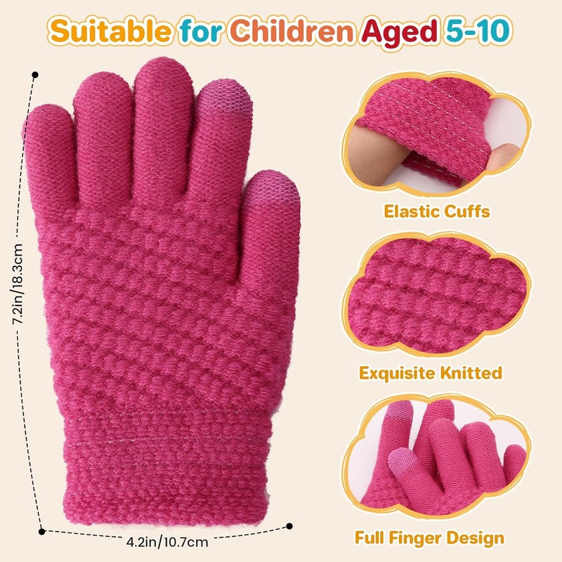 Clothclose Kids Winter Gloves for Boys Girls, Warm Winter Gloves for Kid, Knit Cable Fleece Lined Toddler Kids Glove Mitten - Image 3
